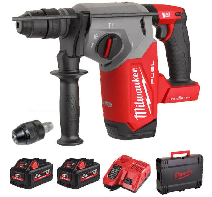 Перфоратор аккумуляторный бесщёточный SDS-PLUS MILWAUKEE, M18 ONEFHX-552, 2,5Дж (ЗУ, 2х5.5Ач,HDкейс)