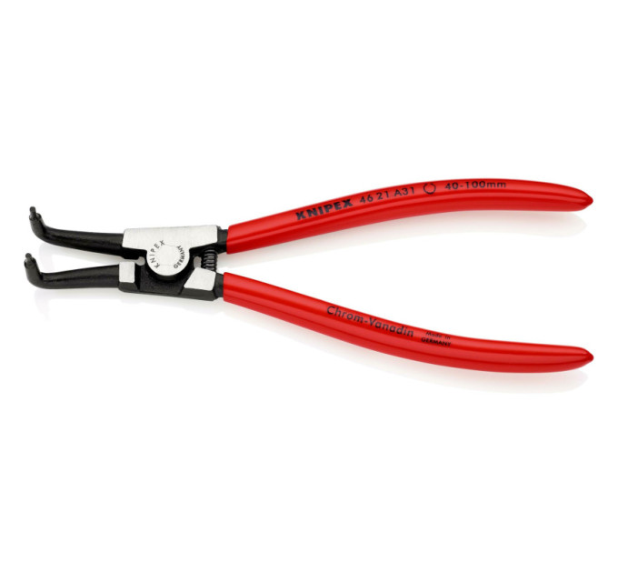 Щипцы для наружных стопорных колец загнутые 90°, Ø40-100мм KNIPEX 46 21 A31, Ø2,3мм фосфатированные