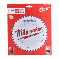 Диск пильный по дереву PFTE THIN KERF MILWAUKEE, Ø184х5/8''х2,1мм, 40 зуб.
