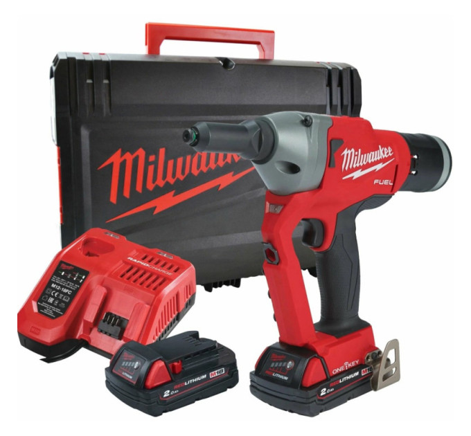 Заклепочник акумуляторний бесщеточный MILWAUKEE M18 ONEFPRT-202X (Ø4,8-7,0мм)(ЗУ+2акк.Х2Ач+HDкейс)