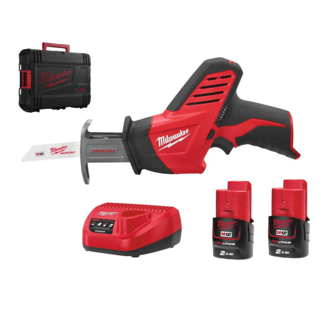 Пила сабельная аккумуляторная MILWAUKEE, M12 HZ-202C (ЗУ, 2х2Ач, кейс)