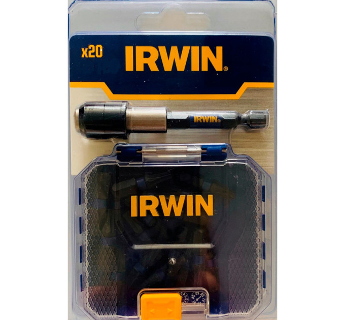 Бита IMPACT PRO 1/4"/25мм PH2 20шт + держатель, IRWIN