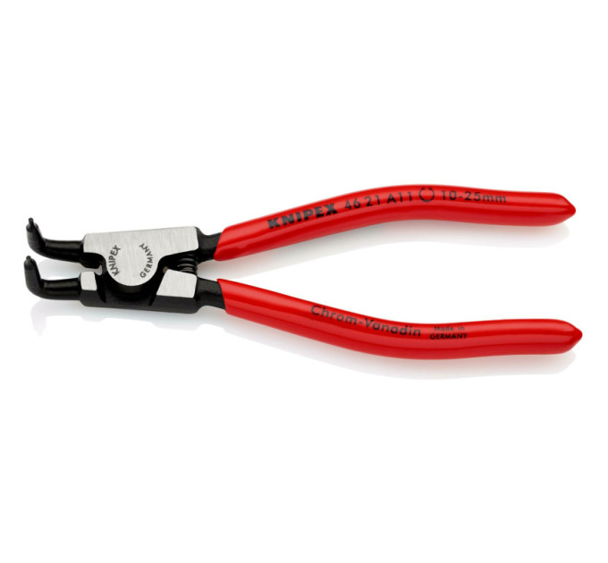Щипцы для наружных стопорных колец загнутые 90°, Ø10-25мм KNIPEX 46 21 A11 SB, Ø1,3мм фосфат