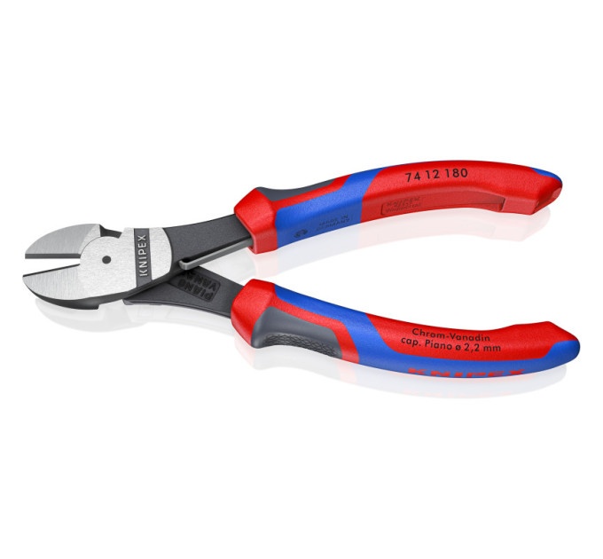 Кусачки боковые (бокорезы) особой мощности, Ø3,8мм, 180мм KNIPEX 74 12 180, фосфатированные