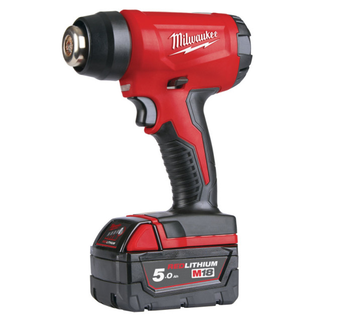 Пистолет горячего воздуха - фен аккумуляторный MILWAUKEE M18 BHG-502C (ЗУ+2акк.Х5Ач+кейс)