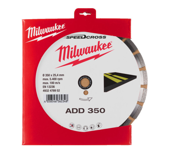 Диск алмазный Speedcross MILWAUKEE ADD 350, Ø350мм (асфальт)
