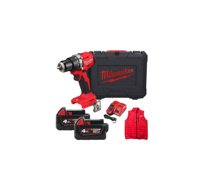 Дриль-шуруповерт акумуляторна безщіткова ударна MILWAUKEE M18 BLPDRCMC-402C (60Нм) + ЖИЛЕТКА