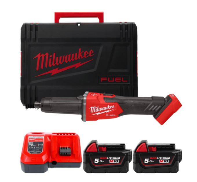Машина прямошлифовальная аккумуляторная бесщёточная MILWAUKEE M18 FDGRB-502X (ЗУ+2акк.Х5Ач+HDкейс)