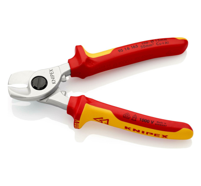 Ножницы для резки кабелей, Ø15мм / 50мм², 165мм VDE KNIPEX 95 16 165, хромированные