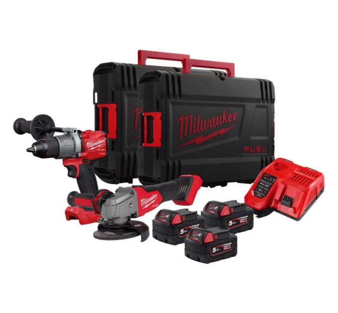 Набор инструментов аккумуляторных бесщеточных MILWAUKEE, M18 FPP2B2-503X (ЗУ, 3х5Ач, FPD2, СAG125X)
