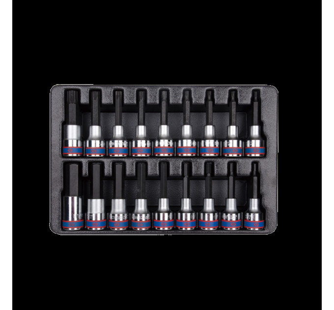 Набор торцевых головок 1/2" HEX, TORX 18 предметов Т20-Т60, H4-17 мм,