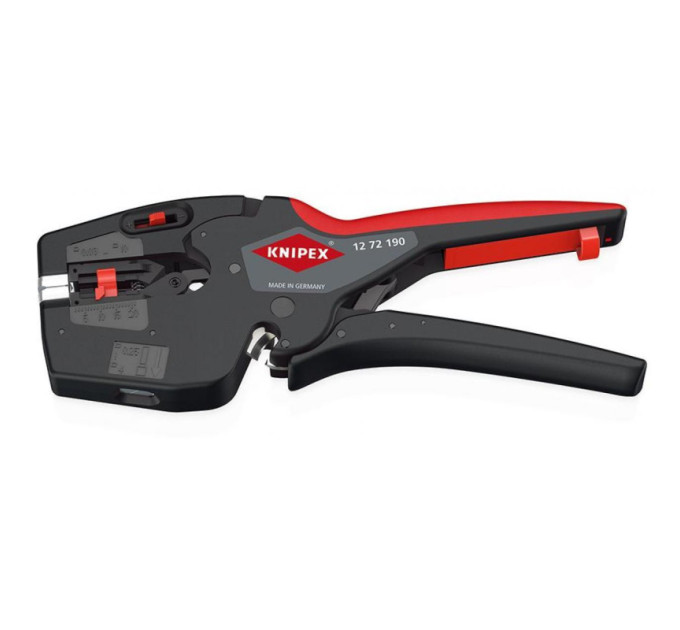 Стрипер автоматический 0,03-10мм² + клещи обжимные 4мм², NexStrip 180мм KNIPEX 12 72 190