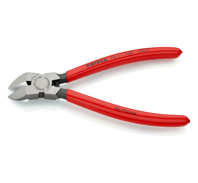 Кусачки боковые (бокорезы) для пластмассы, 45°, 160мм KNIPEX 72 11 160, фосфатированные