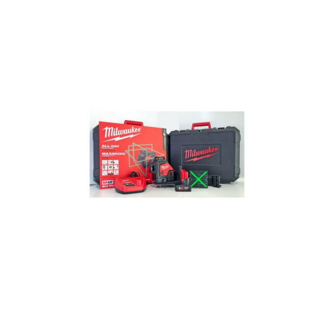Нивелир лазерный аккумуляторный 3D MILWAUKEE M12 A3PLO-401C (360˚, зелёный луч) (ЗП+1акк.Х4Ач+кейс)
