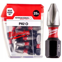 Бита SHOCKWAVE MILWAUKEE, PH2, 25мм, (25шт)