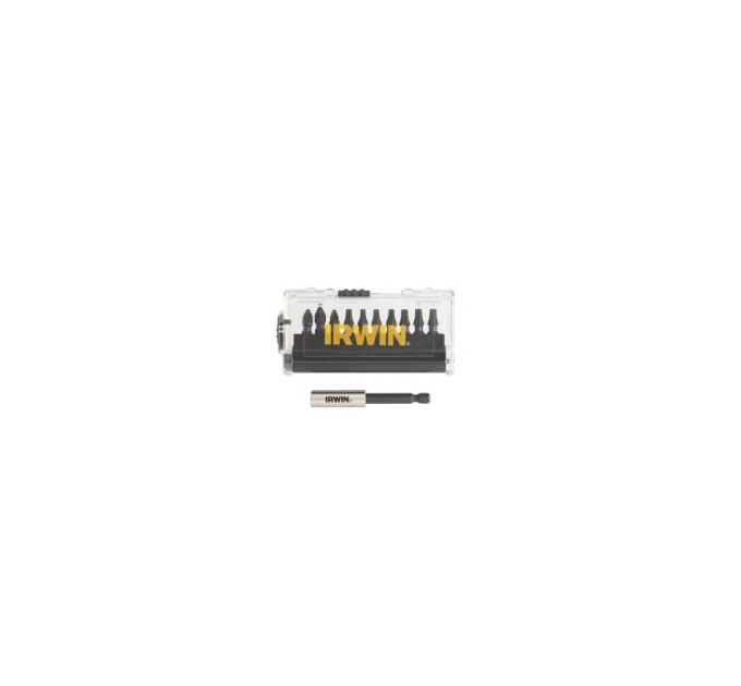 Биты IMPACT PRO 1/4"/25мм, комплект 10шт: PZ2x3 / T20x4 / T25х3 + держатель, IRWIN