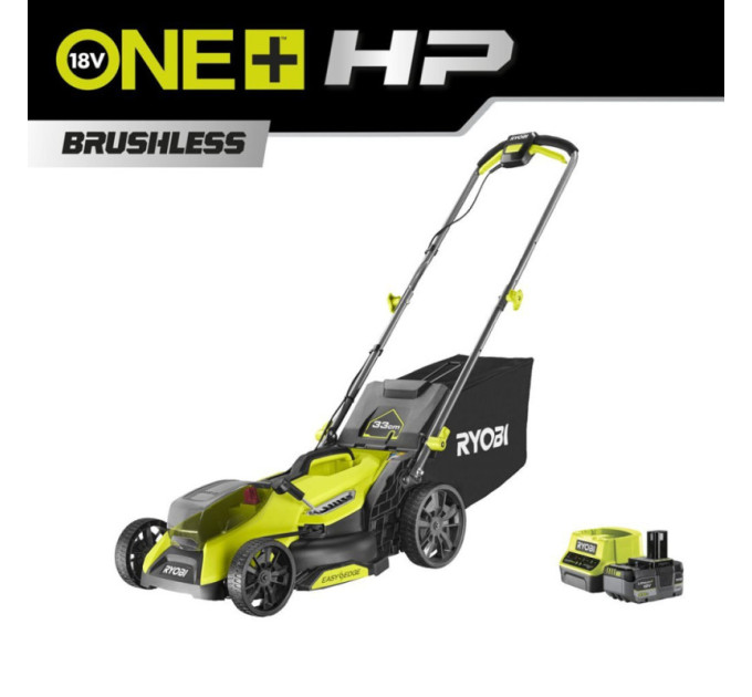 Газонокосилка аккумуляторная бесщёточная RYOBI RY18LMX33A-150 ONE+ 18В (ЗП+1х5Ач) 33см