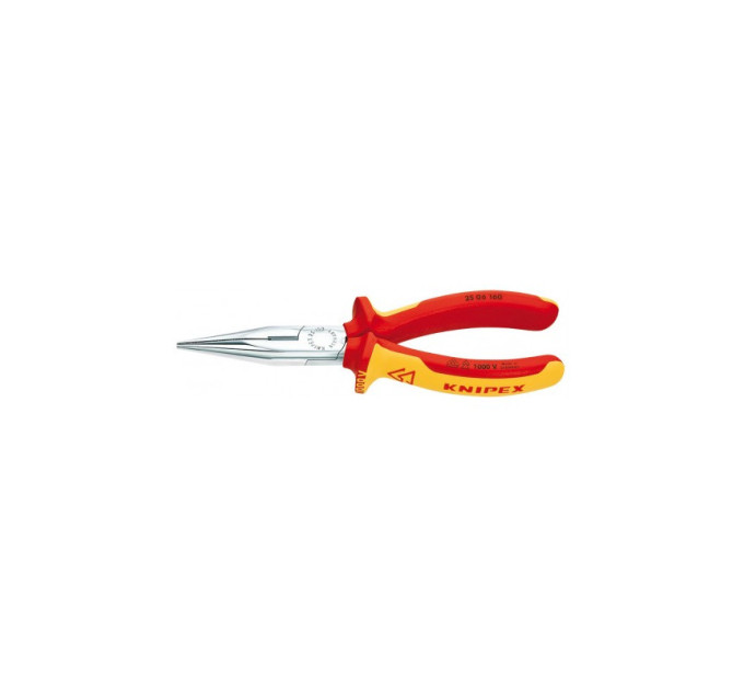 Круглогубцы плоские с режущей кромкой Ø2,5мм, 160мм VDE KNIPEX 25 06 160. хромированные
