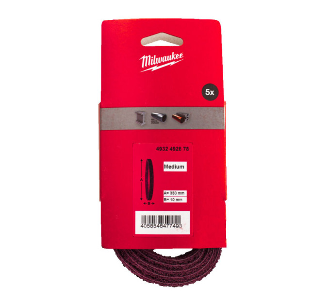 Ремень флисовый полировочный MILWAUKEE, 10х330мм, зерно 100-150 (5шт) для M12 FBFL10