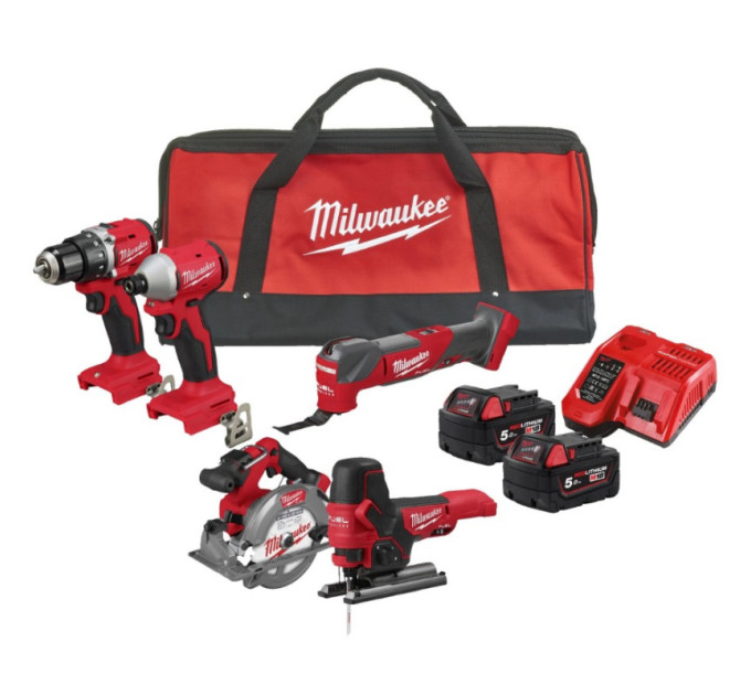 Набор из 5ти инструментов аккумуляторных бесщеточных MILWAUKEE M18 BLCPP5A-502B