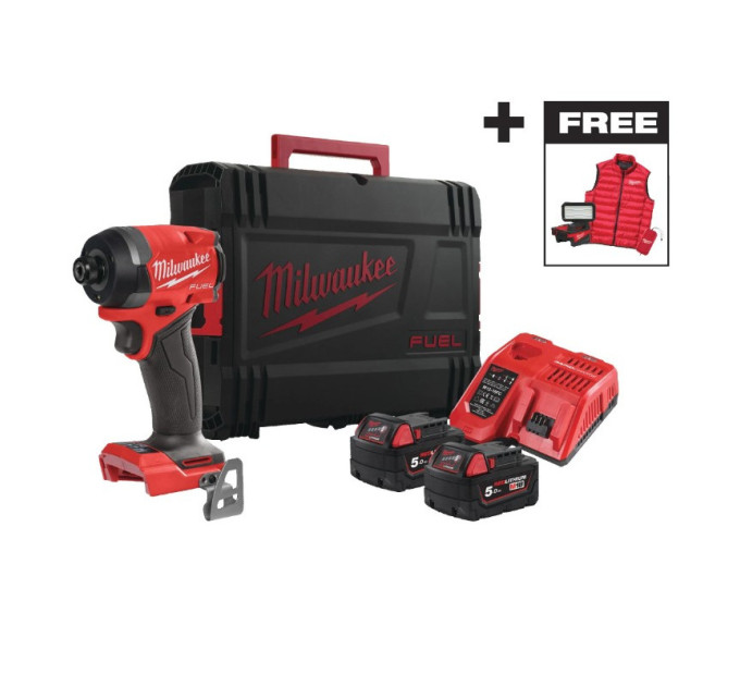Шуруповерт ударний акумуляторний безщітковий MILWAUKEE (226 Нм) M18 FID3MC-502X (ЗУ+2Х5Ач) +подарунки