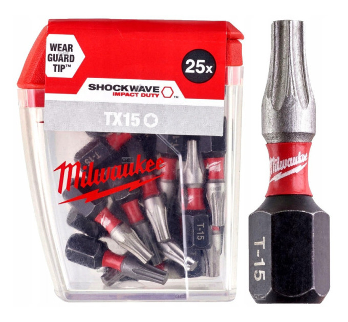Бита SHOCKWAVE MILWAUKEE, TX15, 25мм, (25шт)
