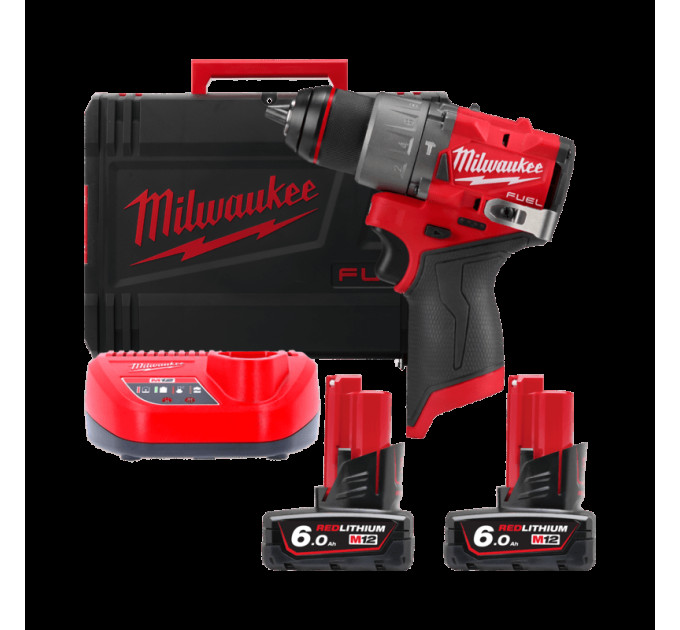 Дриль-шуруповерт акумуляторна безщіткова ударна MILWAUKEE M12 FPD2-602X (45 Нм)(ЗУ+2Х6Ач+HDкейс)