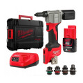 Заклепочник аккумуляторный MILWAUKEE M12 BPRT-201X Ø закл. 2,4-4,8мм (ЗУ+1акХ2ач+HDкейс)