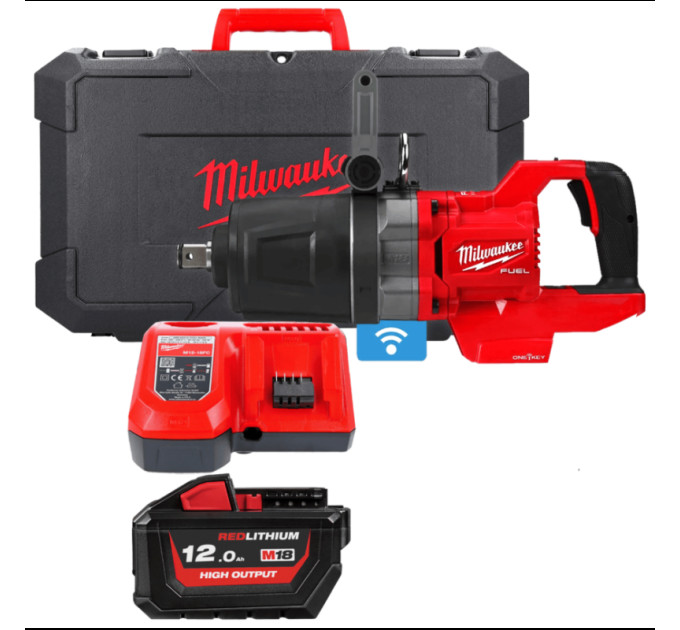 Гайковерт акумуляторний безщітковий MILWAUKEE 1'' (2711Нм) M18 ONEFHIWF1DS-121C, з кільцем (ЗУ+1ак.)