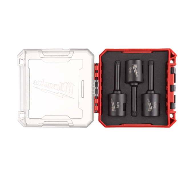 Набор коронок алмазных Diamond Max PACKOUT MILWAUKEE М14, Ø6мм (3шт) (сухое сверление)