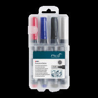 Набор маркеров перманентных Pica 520/04 Classic Permanent Marker (красый/ синий/черный/белый), 4шт