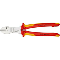 Кусачки боковые (бокорезы) особой мощности, Ø4,6мм, 250мм VDE KNIPEX 74 06 250 T BK, с страховкой