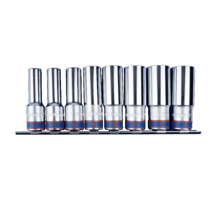 Набор головок 1/2" 8 ед. 12-ти гранные, длинные (12-23mm) на планке