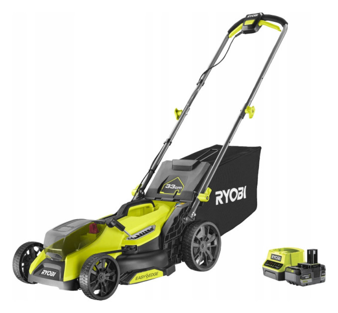 Газонокосилка аккумуляторная бесщёточная RYOBI RY18LMX33A-150 ONE+ 18В (ЗП+1х5Ач) 33см