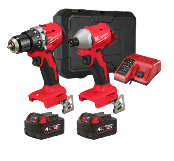 Набор из 2 инструментов аккумуляторных бесщеточных MILWAUKEE M18 BLCPP2A-402C (M18 BLPDRC, BLIDRC)