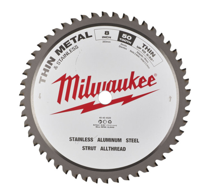 Диск пильный по металлу MILWAUKEE, Ø203х5/8''х1,8мм, 50 зуб.