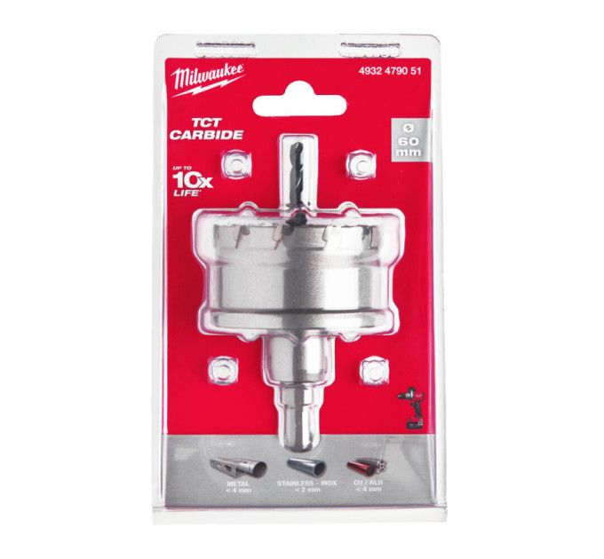 Цельная коронка Holesaw TCT MILWAUKEE для стали/нержавеющей стали, Ø60мм
