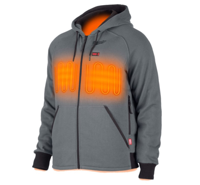 Толстовка з підігрівом з капюшоном MILWAUKEE, M12 HHGREY4-0(XL), сіра (розмір XL)