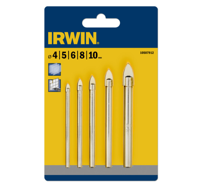 Набор сверл по стеклу и плитке 5шт. (4/5/6/8/10мм), IRWIN