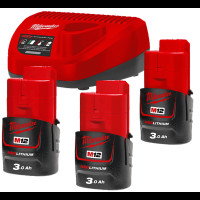 Энергокомплект MILWAUKEE M12 NRG-303 (ЗУ С12+ 3акк.Х3Ач B3)