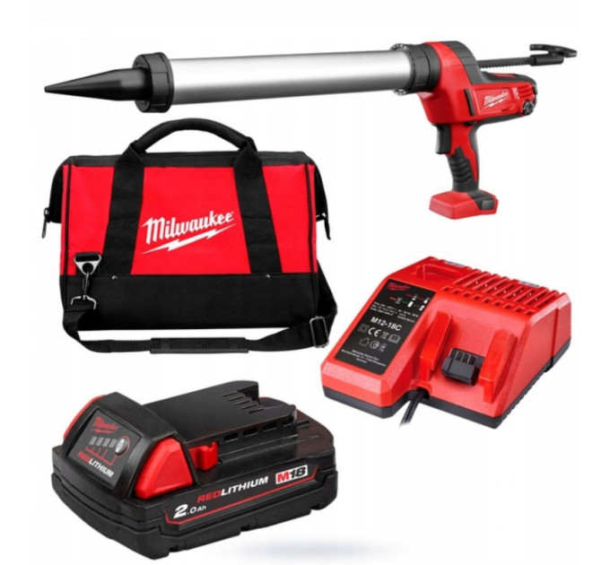 Пистолет для герметика аккумуляторный MILWAUKEE C18 PCG/600A-201B (600мл) (ЗУ+1акк.Х2Ач+сумка)