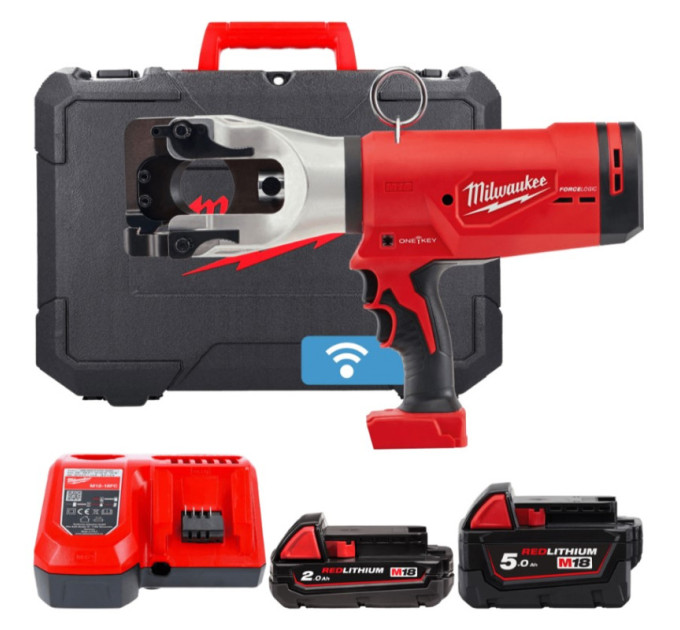 Кабелерез гидравлический аккумуляторный MILWAUKEE M18 HCC45-522C ONE-KEY (ЗУ+2акк.Х5Ач+кейс)