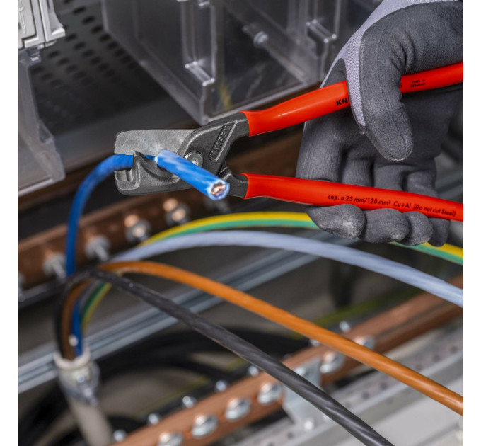 Ножницы для резки кабелей StepCut XL, Ø35мм / 120мм², 225мм KNIPEX 95 11 225, фосфатированные