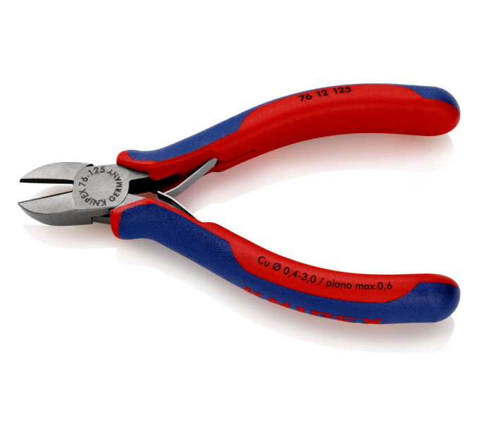 Кусачки боковые (бокорезы) для электроники, Ø3,0мм, 125мм KNIPEX 76 12 125, полированные
