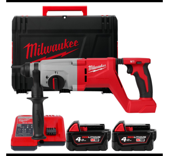 Перфоратор аккумуляторный бесщёточный SDS PLUS MILWAUKEE M18 BLHACD26-402X (2,6 Дж) (ЗУ+2Х4Ач+кейс)