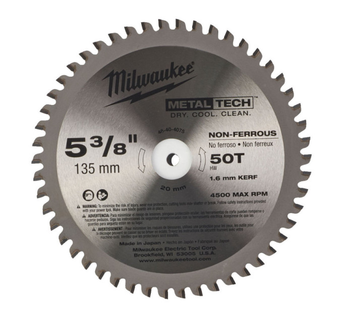 Диск пильний по металу MILWAUKEE, Ø135х20х1, 6мм, 50 зуб.