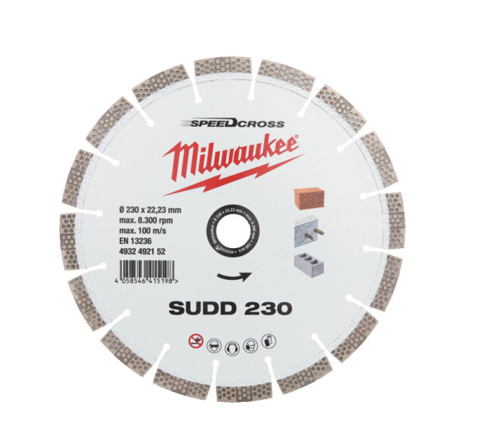 Диск алмазный Speedcross MILWAUKEE SUDD 230, Ø230мм (железобетон, кирпич)