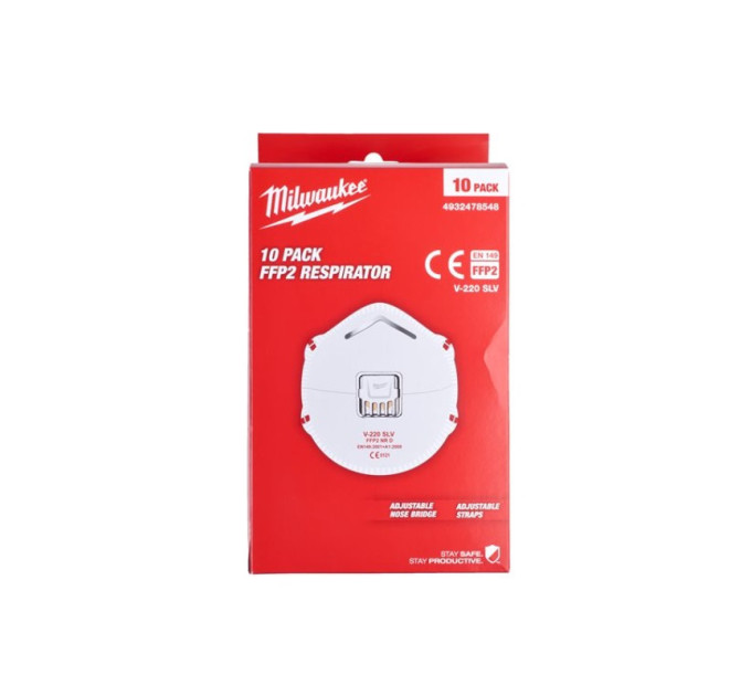 Респиратор с клапаном FFP2 (комплект 10шт) MILWAUKEE 4932478548