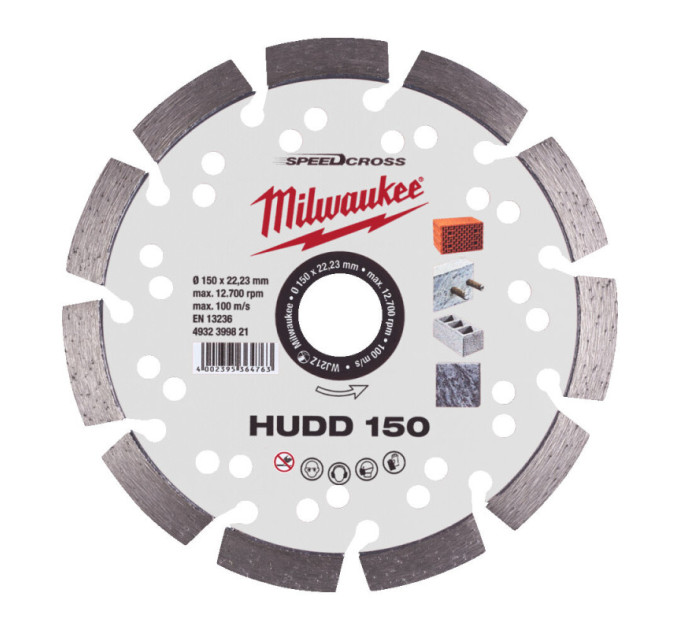 Диск алмазный Speedcross MILWAUKEE HUDD 150, Ø150мм (железобетон, гранит)