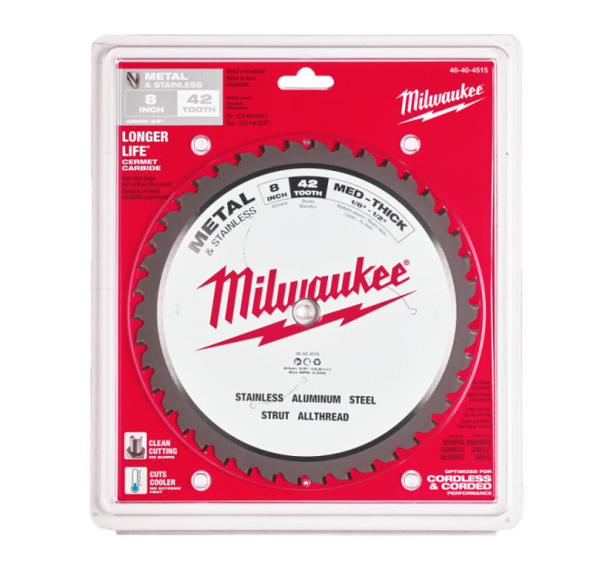 Диск пильный по металлу MILWAUKEE, Ø203х5/8''х1,8мм, 42 зуб.